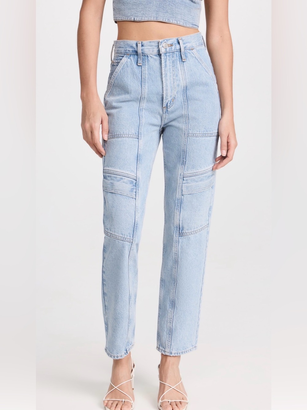 Agolde Cooper Cargo Jeans Light Blue High-Rise Straight Leg Jeans size 30